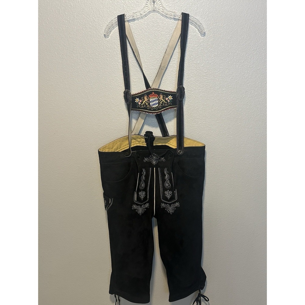 VTG Karl Klüber Trachten Lederhosen Leather Pants Men Oktoberfest Suspenders-56